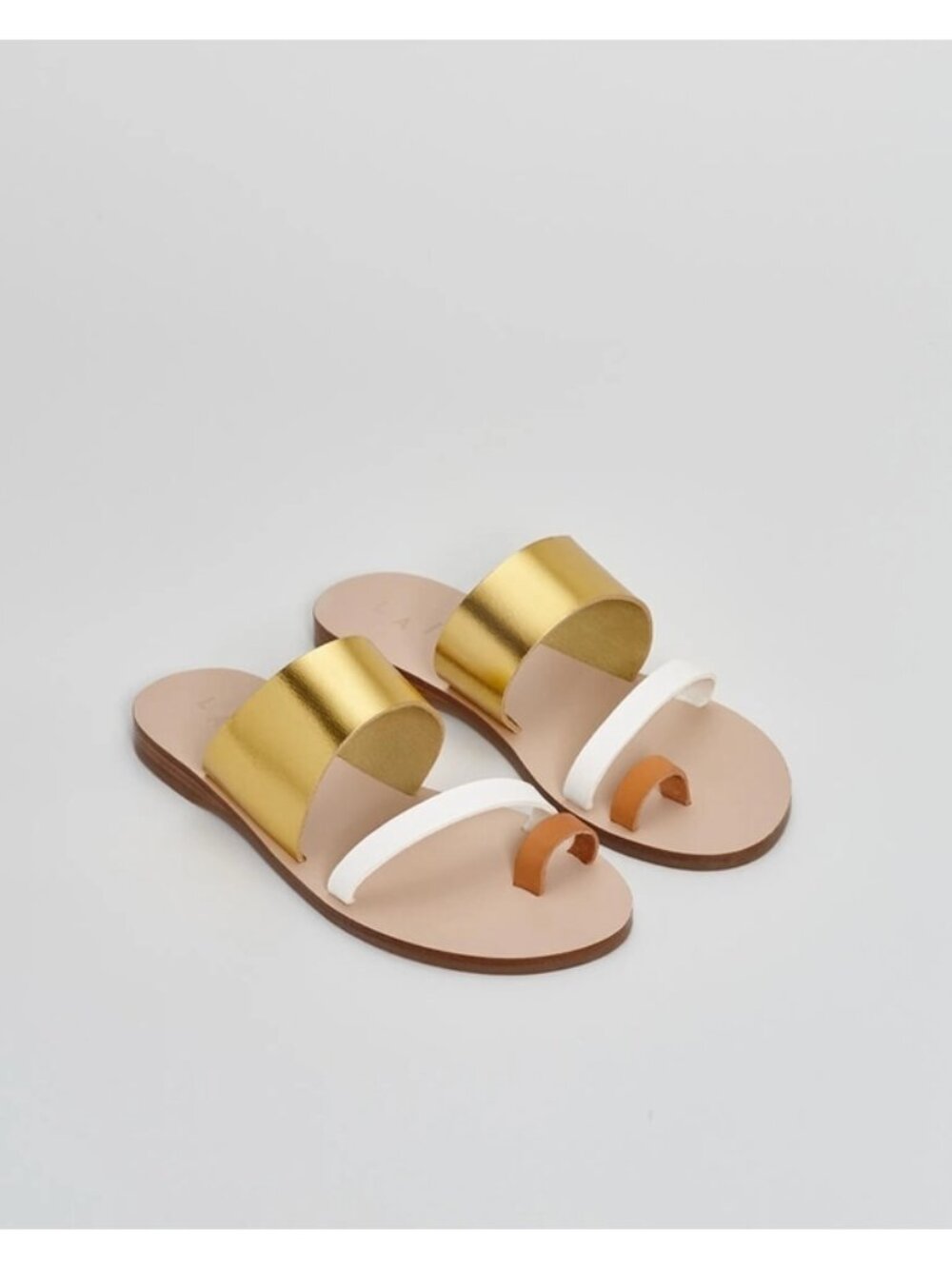 Laiik Metallic Gold Leather Greek Sandal